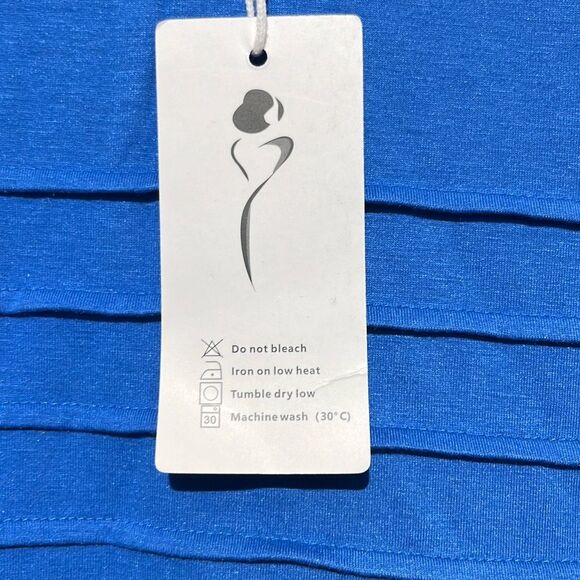 Ofeefan Womens Blue Crew Neck Pleated Front Sleeveless Tank Dress Blue Small NWT - Picture 4 of 8